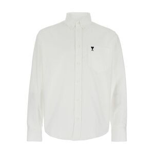 Ami Paris Men White Shirt With Logo On The Front In Cotton Man